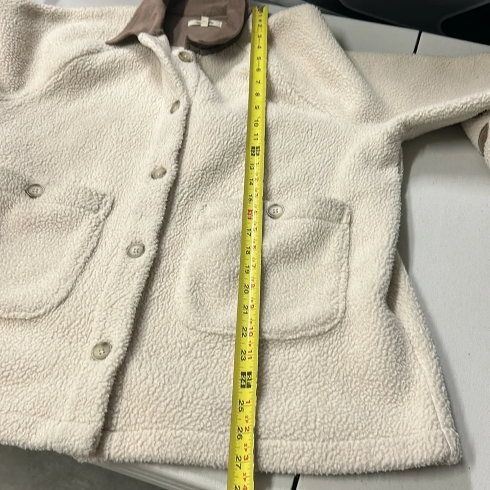 Madewell Corduroy-Trimmed (Re)sourced Sherpa Terry Chore Coat Large Brown Beige - Picture 16 of 16